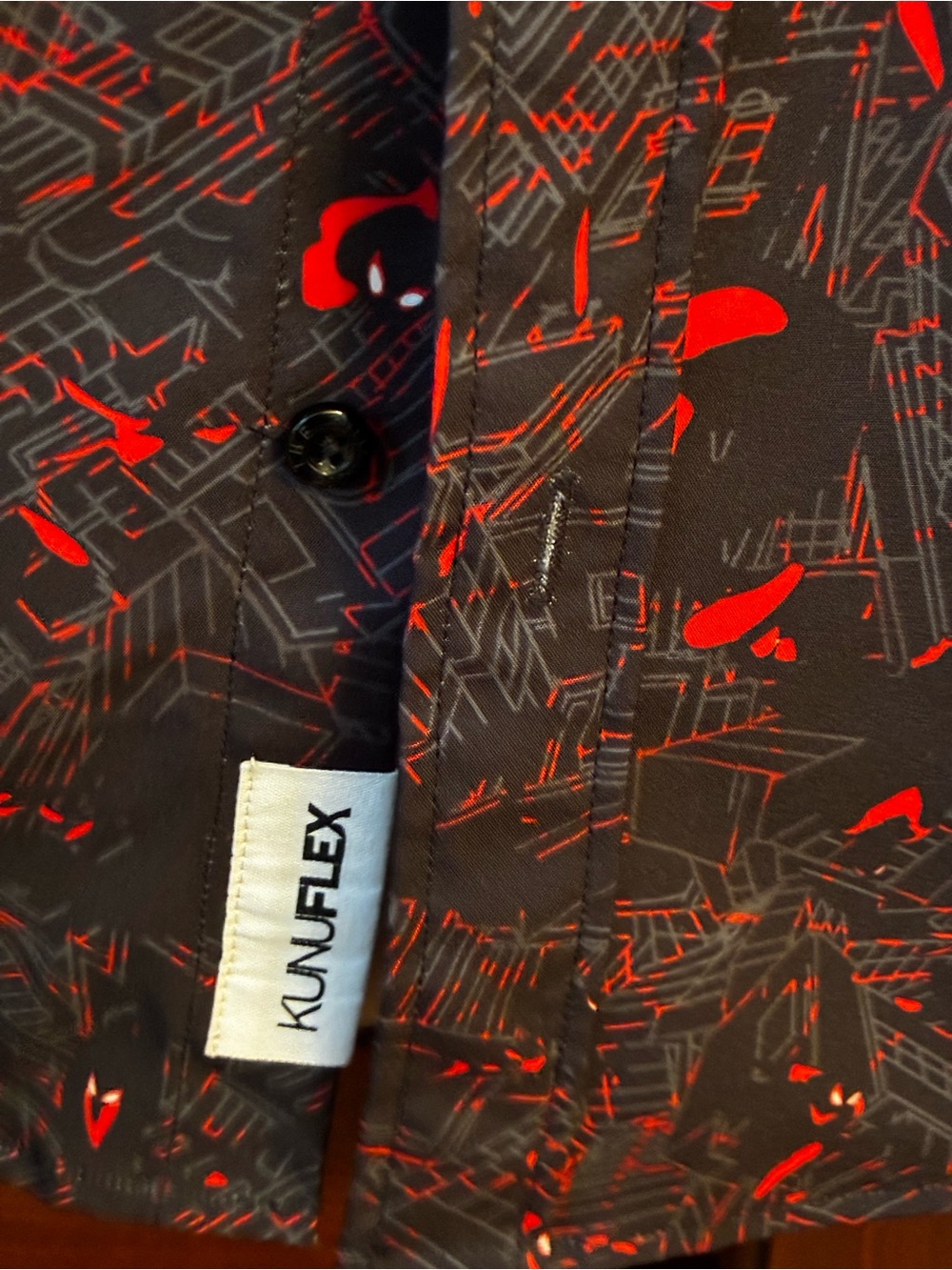 Marvel spider man RSVLTS Short-Sleeve Button-Up Shirt - Black with Red Pattern - Picture 6 of 8